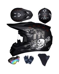 Kinder- en jeugd dirtbike helmset met bril, handschoenen en masker voor offroad rijden